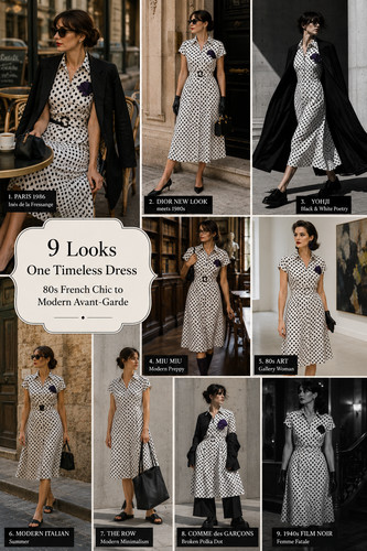 Vintage 80er polka - dot, kleid