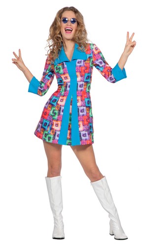 Kleid 70er block karneval - kleid,