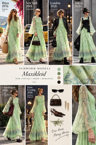 Maxikleid 70er vintage mint - maxikleid,