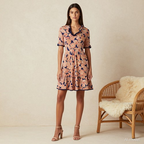 70er boho knielang kleid - knielang,