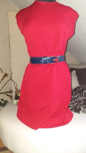 Kleid rot mit gürtel - rot,